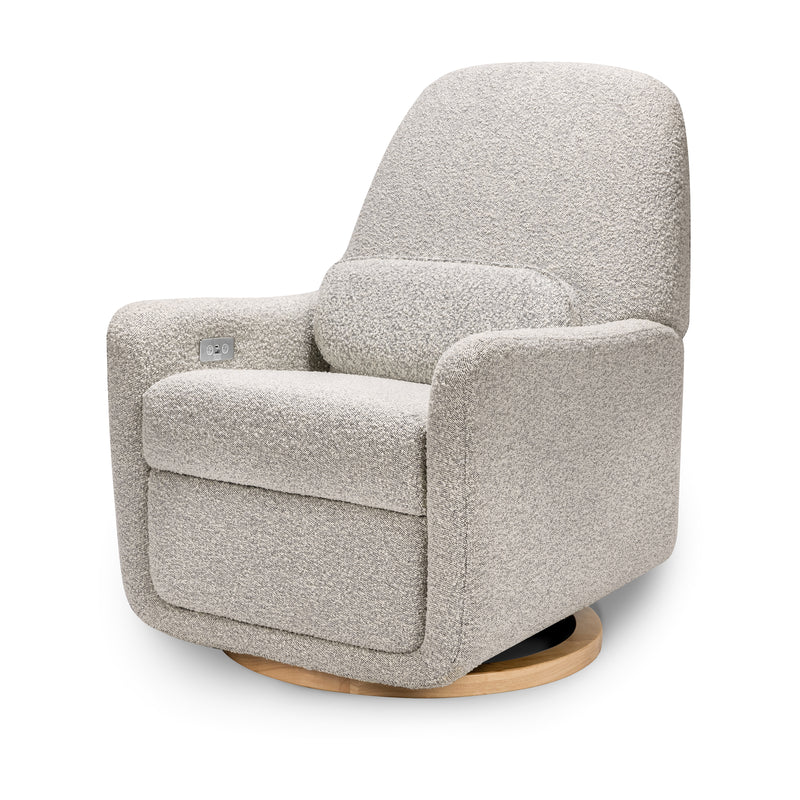 Arc Electronic Recliner and Swivel Glider in Black & White Boucle with USB port