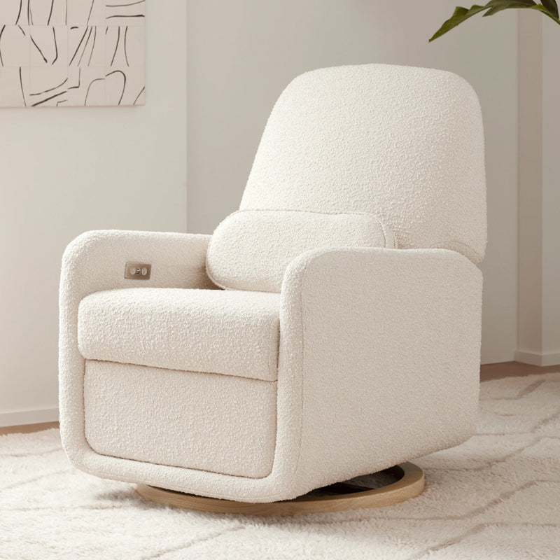 Arc Electronic Recliner and Swivel Glider in Ivory Boucle with USB port