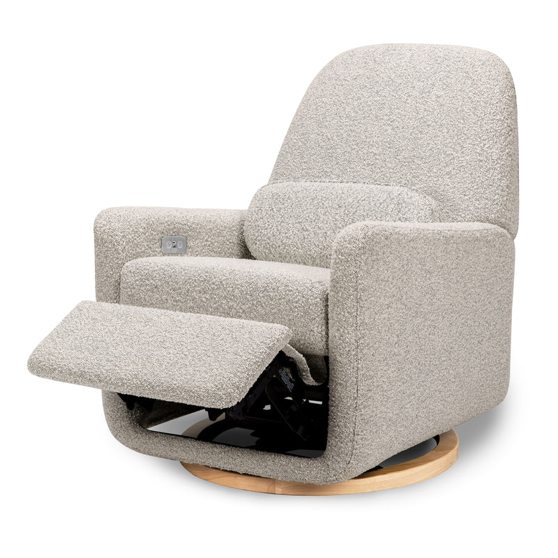 Arc Electronic Recliner and Swivel Glider in Black & White Boucle with USB port