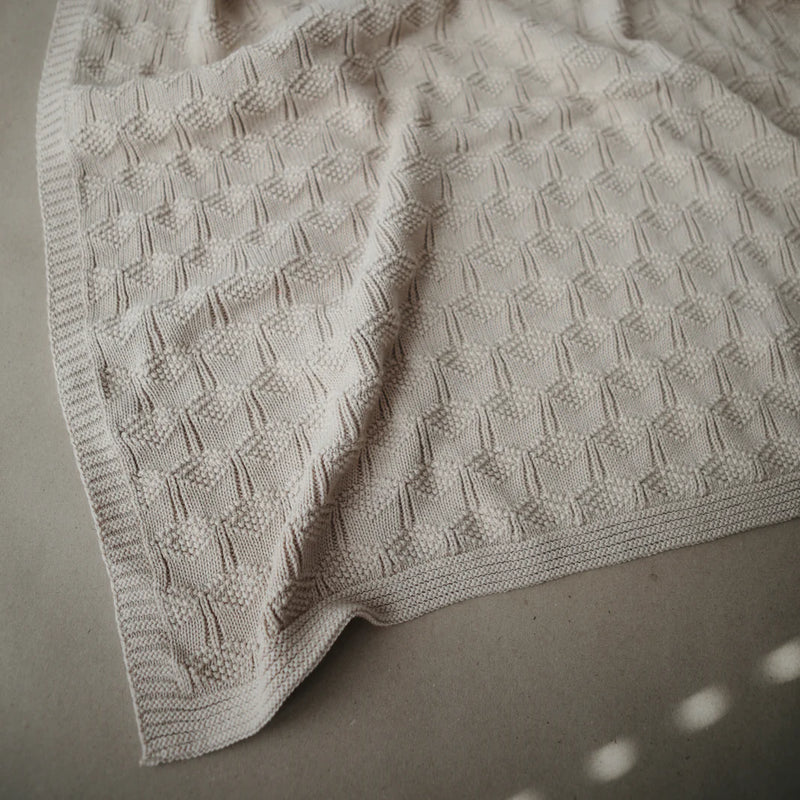 Knitted Baby Blanket in Honeycomb Beige