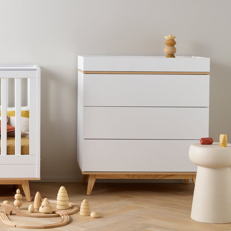 Aura Baby Changer / Dresser in White & Natural