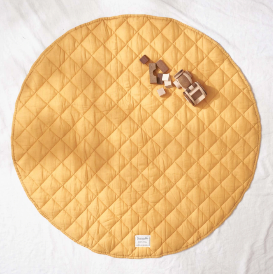 Quilted Linen Baby Play Mat in Sunflower