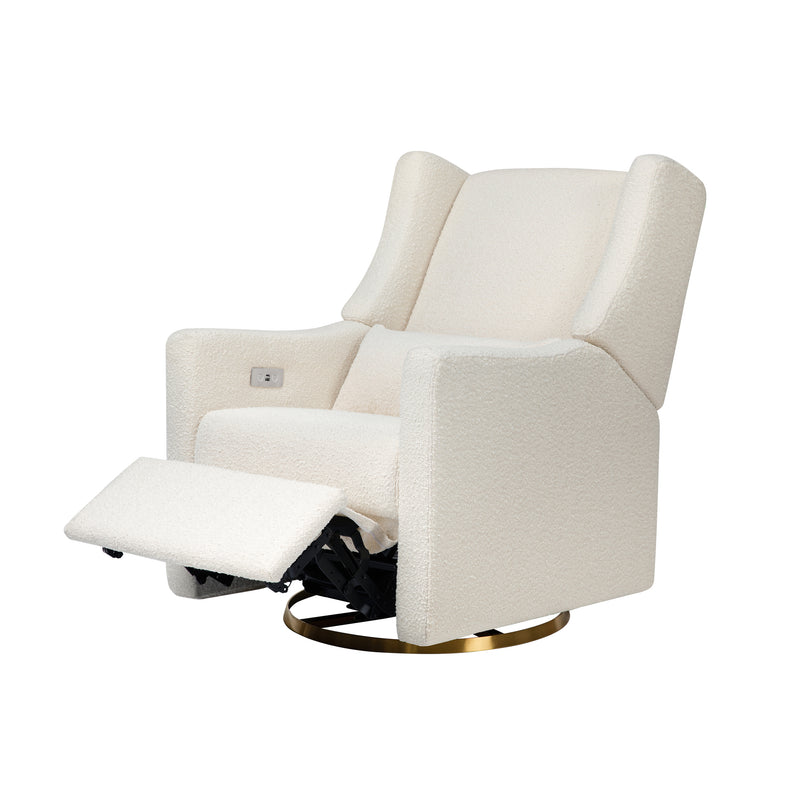 Kiwi Electronic Recliner & Swivel Glider with USB Port in Ivory Boucle