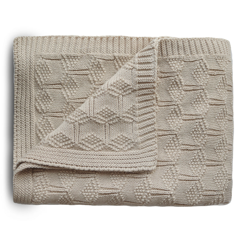 Knitted Baby Blanket in Honeycomb Beige