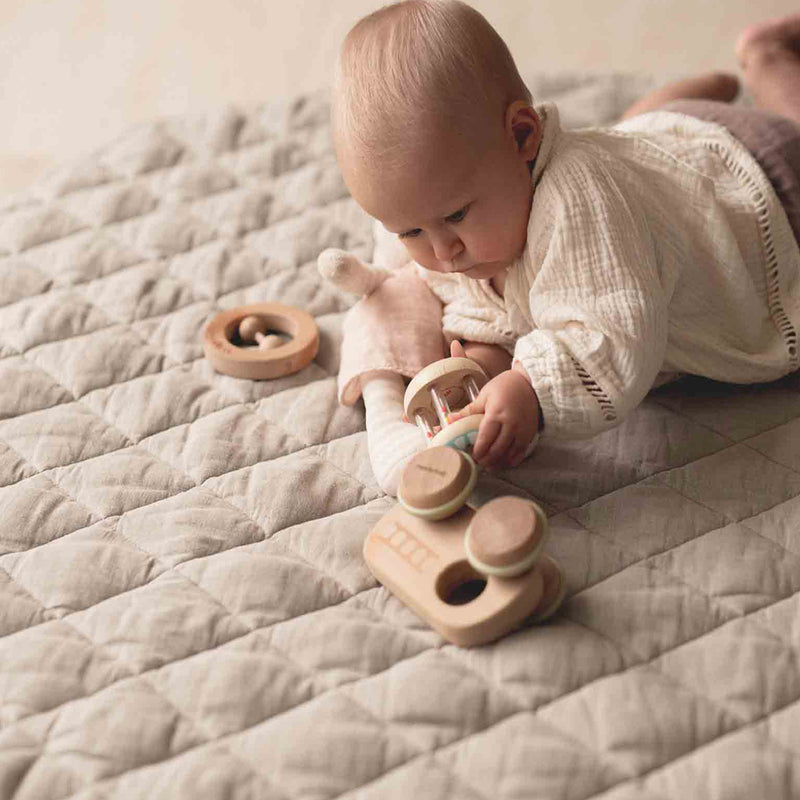 Quilted Linen Baby Play Mat in Natural