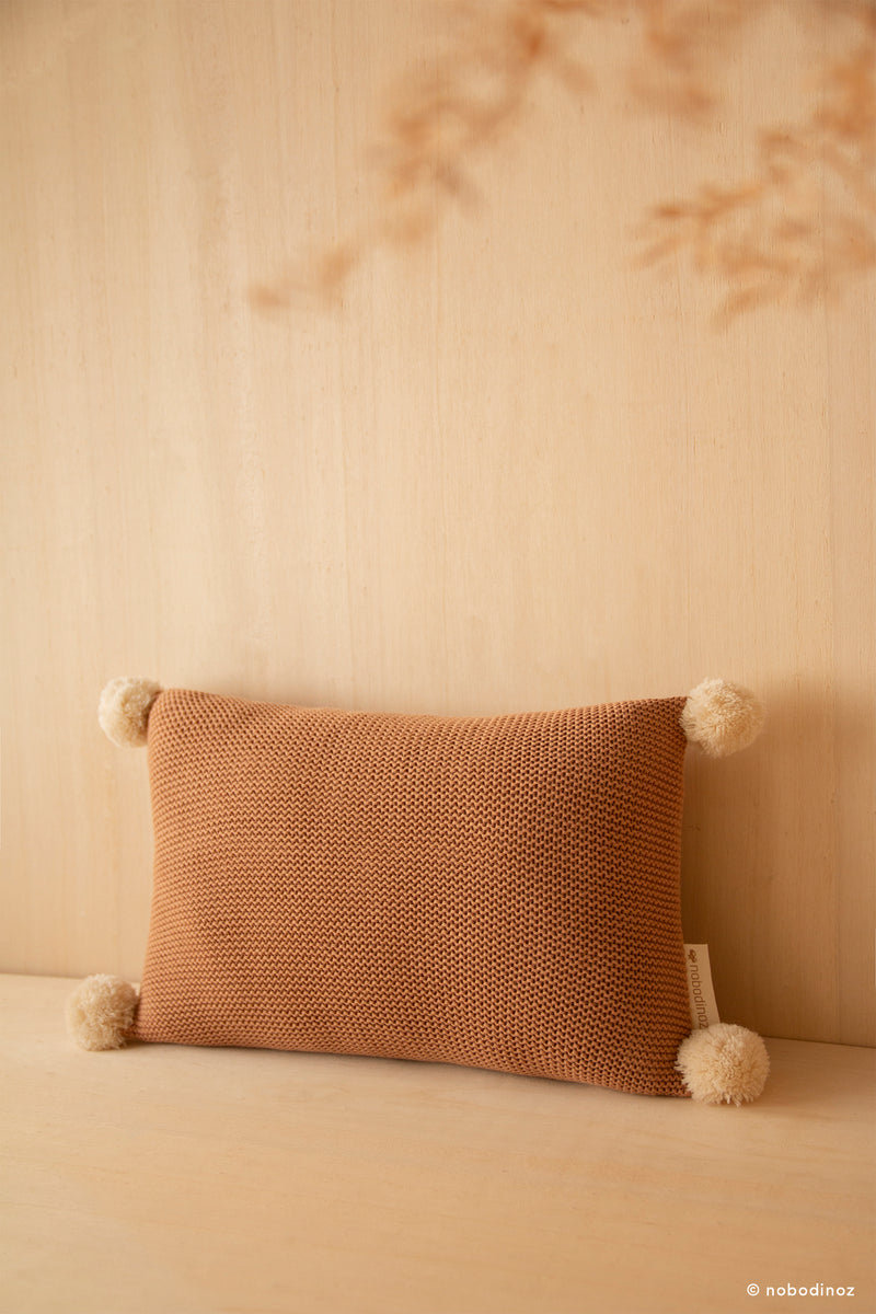 Knitted Cushion in Biscuit