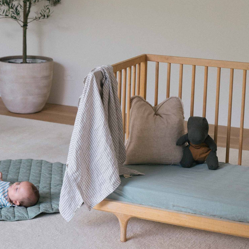 Fitted Cot Sheets in Seagrass – Pure Flax Linen