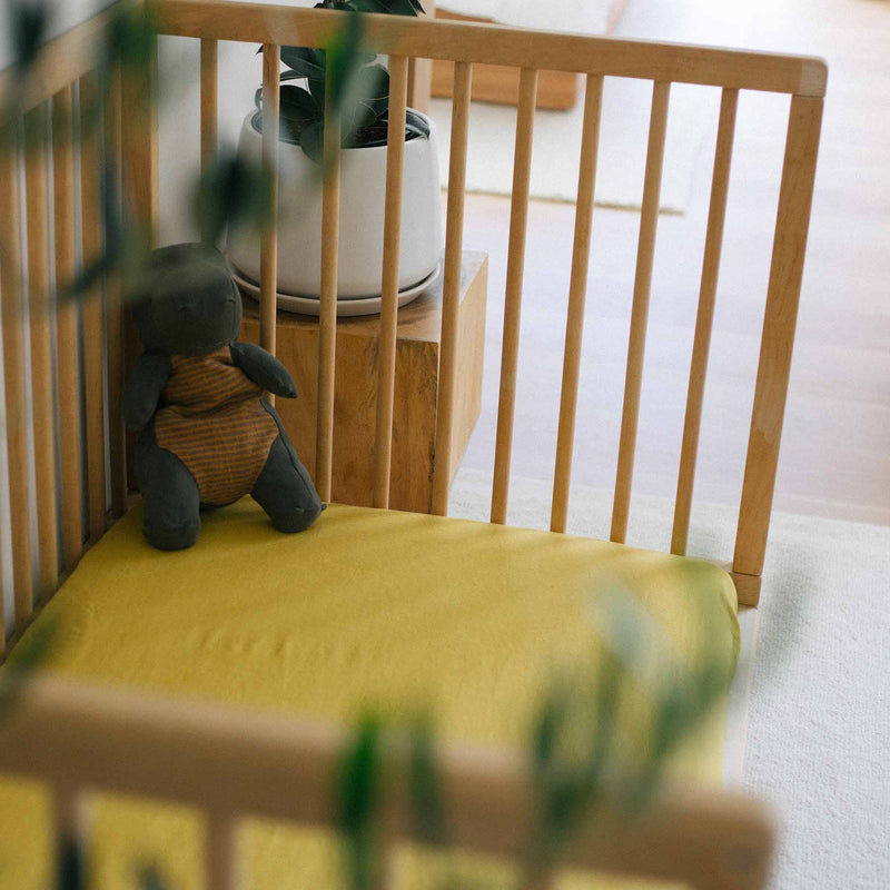 Fitted Cot Sheets in Ochre – Pure Flax Linen