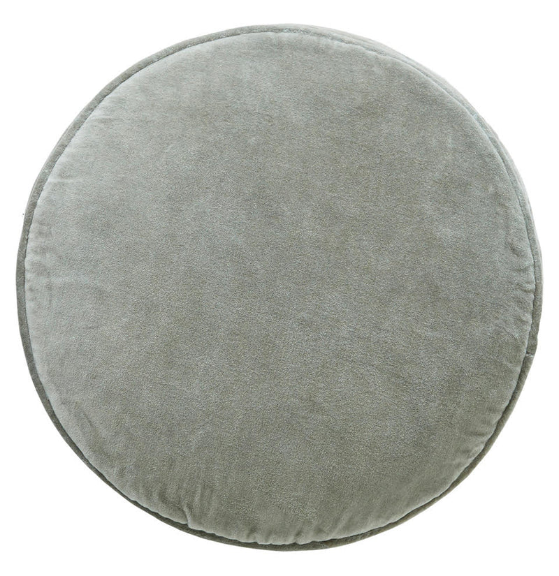 Velvet Penny Round Cushion in Grey