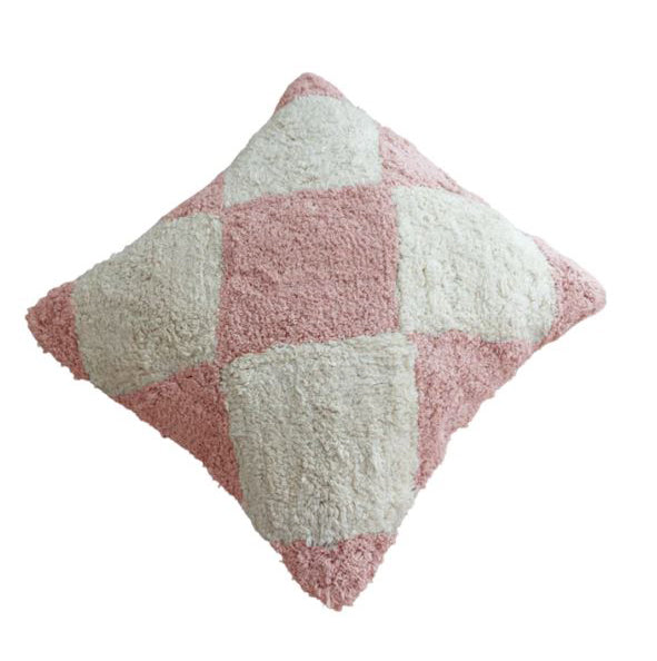 Cotton Checker Cushion - Rose Pink