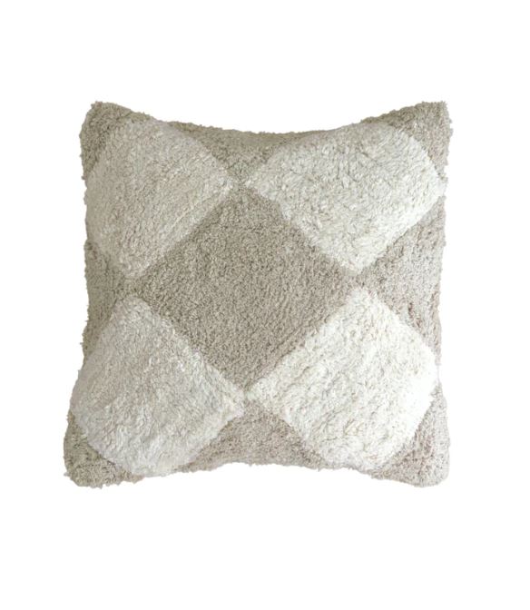 Cotton Checker Cushion - Taupe
